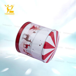 Boîte en métal ronde en fer blanc de 6 pouces pour collations bonbons carrousel musique aluminium biscuit étain Sublimation pour le stockage des collations à charnière - Product Image 1
