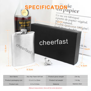 Ensemble de flacons à liqueur en acier inoxydable, cadeau incroyable, commande d'échantillon possible, ensemble de 8 oz avec housse en cuir noir - Product Image 5