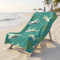 Serviette de plage en microfibre écologique toutes saisons, imprimé tortue marine et algues, séchage rapide, résistante au sable, grande capacité d'absorption, pour la baignade