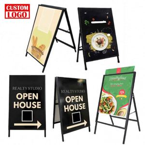 Aluminum Alloy A-Frame Outdoor Windproof Poster Stand 60x90cm Foldable Portable Black Modern Picture/Poster Frame - Product Image 1