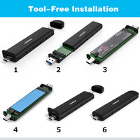 Caja portátil de aluminio PCIe NGFF a Usb 3,2 Adaptador 10Gbps Tipo C M2 NVME SATA Caja externa Ssd