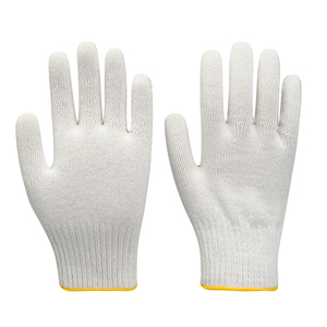 Guantes de Algodón de 30g/Par a Bajo Precio, Populares, Amarillos, con Borde Mecanizado, Duraderos, de Punto, Guantes de Algodón Natural Blanco, Antideslizantes - Product Image 1