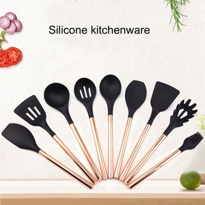 Rose <strong>Gold</strong> Handle Silicone Cooking Utensils and Cookware Tools Set Elegant <strong>Kitchen</strong> <strong>Accessories</strong> for Home Use - Product Image 2