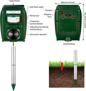 Répulsif solaire à ultrasons pour éléphants, oiseaux et chauves-souris pour jardin - Product Image 6