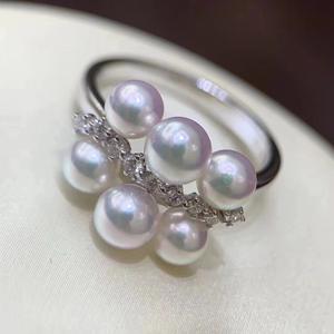 Exquisite 925 Craftsmanship Natural <b>Pearl</b> <b>Ring</b> Versatile 4-7mm Round Bead Design Gift Retention - Product Image 3