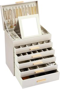 Luxury Classic Design Leather Handmade Pink Jewelry <b>Box</b> Organizer Storage <b>Box</b> for <b>Necklace</b> Ring-Premium Wood Gift - Product Image 1