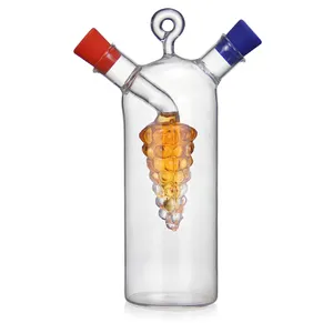 Bouteilles à huile et à vinaigre <span class=keywords><strong>en</strong></span> verre à double couche 2 <span class=keywords><strong>en</strong></span> 1, distributeur de cruettes à huile d'olive, accessoires de cuisine avec bouchons <span class=keywords><strong>en</strong></span> silicone - Product Image 1