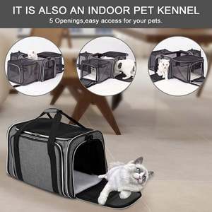 กระเป๋าใส่แมวกระเป๋าใส่สัตว์เลี้ยงแบบพับได้3ด้าน5ด้านที่ใส่สุนัข - Product Image 6