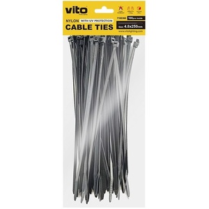 Attaches-câbles Vito 4,8x250mm en nylon avec protection UV, 100 pièces - Product Image 1