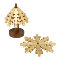 Ensemble de sous-verres en bois de pin personnalisés, décoration de table de Noël, support à boissons résistant à la chaleur, cadeau nordique, fabricant OEM, fournisseur