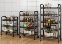 Étagère de rangement pliable en métal noir peu encombrante avec roulettes, organisateur de cuisine pliable pour le rangement des assiettes et des bols