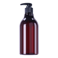 Flacon pompe ambré pour lotion 16 oz, bouteille en plastique de 500 ml, flacons ronds de luxe pour lotion, shampoing et après-shampoing