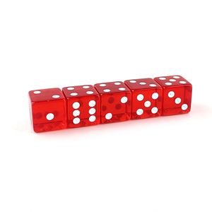 Los Más Vendidos, Dados Cuadrados Grandes de Acrílico Rojo Transparente de 19 mm con Puntos Blancos para Juegos de Mesa - Product Image 1