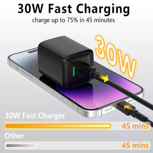 מתאם טעינה קיר דק במיוחד 30W בריטי <span class=keywords><strong>2</strong></span> יציאות QC18W PD 30W טעינה מהירה לטלפון נייד - Product Image 4