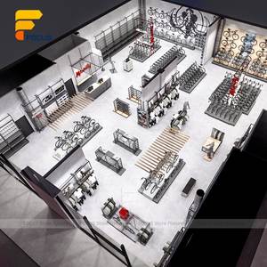 Présentoir de magasin de vélos moderne Fixation intérieure Ensemble complet de vélo de route <span class=keywords><strong>Boutique</strong></span> de détail Design Support mural Présentoir de vêtements - Product Image 2