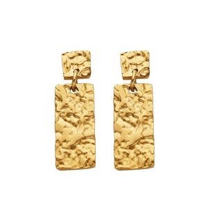 Titanium Steel Personality Fashion Irregular Lava <b>Earrings</b> Women 18k <b>Gold</b> <b>Plated</b> Leaf Stainless Steel Stud Hollow Long <b>Earrings</b> - Product Image 5