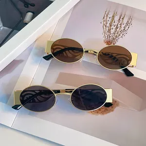 DOISYER 금속 안경 펑크 타원형 패션 선글라스 여성 중공 조각 사원 선글라스 2022