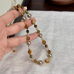 Collar de Clavícula con Cuentas para Mujer, Popular, Otoño Invierno, Estilo Ligero y Lujoso, Cadena para Suéter, Joyería Retro - Product Image 2