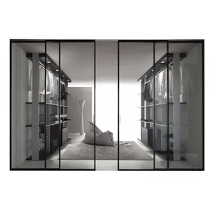 最新设计房屋窄黑框使用寿命长隔音修身推拉门