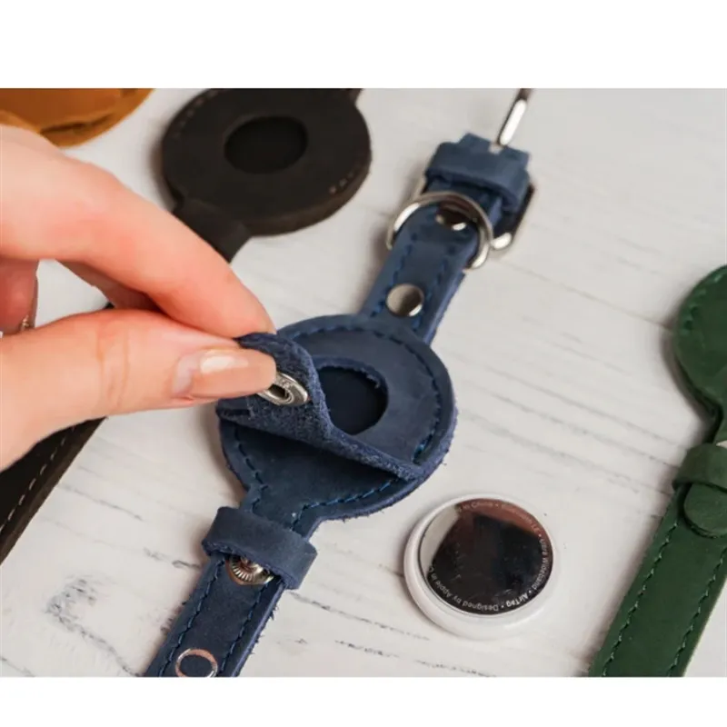 Montre-bracelet personnalisée Crazy Horse Airtag en cuir véritable avec bracelet en cuir