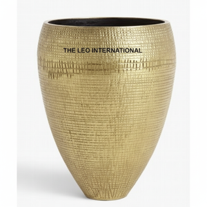 Vase en métal aluminium de forme ronde plaqué or Vases de décoration de fleurs de luxe modernes faits à la main - Product Image 1