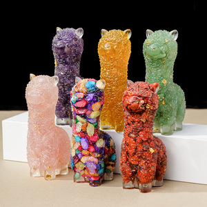 Natural Crystal Animal Ornaments Hand-painted Polished Alpaca Xitao Brand Home Decoration for Valentine's Day