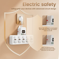 Multiprise EU 11 en 1 avec horloge, 5 prises AC, 3 USB, 2 Tapy-C avec protection contre les surcharges, matériau ignifuge pour la maison, le bureau et les voyages