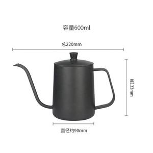 <span class=keywords><strong>Tetera</strong></span> de café hecha a mano de acero inoxidable 304, 600ml, boca larga, filtro de goteo, con tapa - Product Image 2