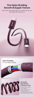 Kabel Pengisian Cepat Tipe C 60W, Nylon Braided Tahan Aus, Transfer Data 480Mbps, 1.5m, Konduktor Tembaga Murni untuk iPhone dan Printer