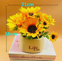 Bonsaï de tournesol en soie artificielle fait main, décoration d'intérieur, accessoires de photographie, style européen réaliste, idéal pour la Saint-Valentin