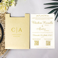 Invitation de mariage de luxe personnalisée, estampage à chaud doré, impression typographique en relief, diverses options d'artisanat disponibles, vente en gros d'usine