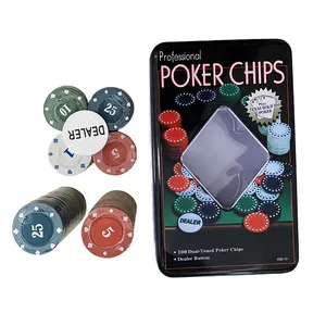 Chip de póquer Yexi 4G, 100 Uds., caja de hojalata, juego de fichas de póquer de Casino personalizado, juego de azar, Chip de naipes de póquer profesional, 4 colores