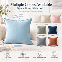 Housse de coussin carrée à passepoil en tissu uni, plusieurs tailles disponibles