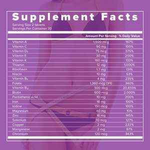 Vente en gros de comprimés de fer multivitamines bariatriques quotidiens pour femmes routine de vitamines de soutien supplément vitaminique à dissolution rapide - Product Image 3