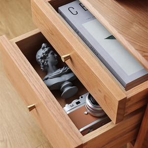 Mesita de noche moderna minimalista de madera maciza con almacenamiento, mueble de dormitorio para uso doméstico - Product Image 4