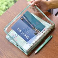 Personnalisé avec bord en cuir A5A6A7 chic classeur budgétaire 6 anneaux couverture transparente en vinyle transparent pour agenda organisateur planificateur