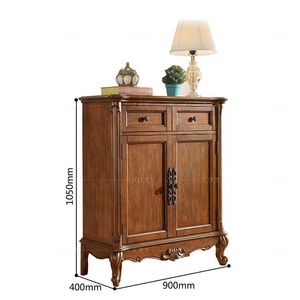 Wood <strong>Shoe</strong> Cabinet <strong>Rack</strong>/<strong>Hallway</strong> Organiser Unit with 2 Drawers and Doors/Walnut &amp; White - Product Image 5
