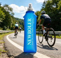 Bouteille d'eau souple pliable en stock aux États-Unis, gourde de course en TPU sans BPA, gourde souple pour sports de plein air, vente en gros personnalisée