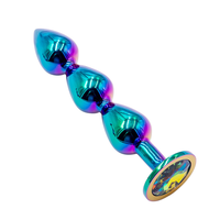 Lot de Plugs Anaux Colorés en Alliage d'Aluminium avec Perles et Bijoux, Mini Masseur de Prostate, Godemiché en Métal