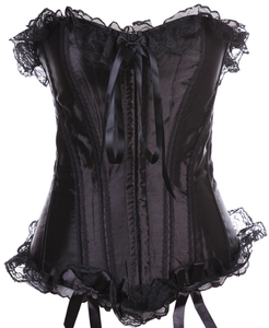 Venta Directa de Fábrica: Body Moldeador Corsé con Varillas de Satén Tallas Grandes en Negro con Cierre de Gancho y Ribete de Encaje, Talla XS, Faja Reductora para Adultos - Product Image 2