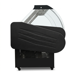 Vitrine réfrigérée commerciale en verre rouge incurvé pour charcuterie, présentoir à viande avec étagères en verre, à poser sur comptoir, pour <span class=keywords><strong>boucherie</strong></span> - Product Image 5