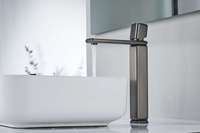 Robinet de lavabo moderne en laiton massif avec capteur sans contact, finition PVD gris anthracite de qualité supérieure, montage sur comptoir, prix de gros usine