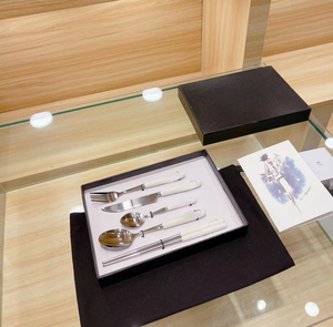Eco-Friendly Stainless Steel Tableware <b>Set</b> with <b>Ceramic</b> Handles Includes <b>Knife</b> Fork Spoon Chopstick-for Dinnerware - Product Image 3