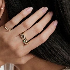 Anelli Impilabili a Puzzle in Oro 14k, Gioielli di Design alla Moda, Anelli con Pietra Portafortuna, Anelli in <span class=keywords><strong>Argento</strong></span> Sterling <span class=keywords><strong>925</strong></span>, Gioielli da Donna - Product Image 3