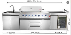 Cucina da Esterno JOYEDA in Acciaio Inox 304 con Frigorifero, <span class=keywords><strong>Isola</strong></span> Cucina da Esterno a Prezzo <span class=keywords><strong>di</strong></span> Fabbrica - Product Image 2