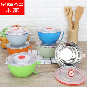 Migao Stainless Steel Food Storage Bowl With Lid Nordic Color Round Shape For Picnic <b>Lunch</b> <b>Box</b> - Product Image 1