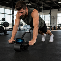 Rueda Abdominal con Rebote Automático y Soporte de Codo de Goma, Temporizador Inteligente con Contador, Entrenador de Core Duradero para Gimnasio en Casa