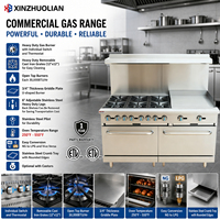 Cuisinière à gaz commerciale ETL en acier inoxydable à 6 brûleurs, 24 pouces, 30 000 BTU, avec gril et four, pour restaurant, GPL/GN, garantie 1 an