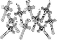 100 croix de Saint Benoît pour chapelet, crucifix en argent oxydé, pièce de chapelet pour collier catholique, chapelet de Saint Benoît