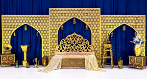 Arches de toile de fond de mariage découpées au laser sur le thème arabe, panneaux de toile de fond personnalisés pour scène de mariage indien, arche marocaine, prix d'usine USA - Product Image 3